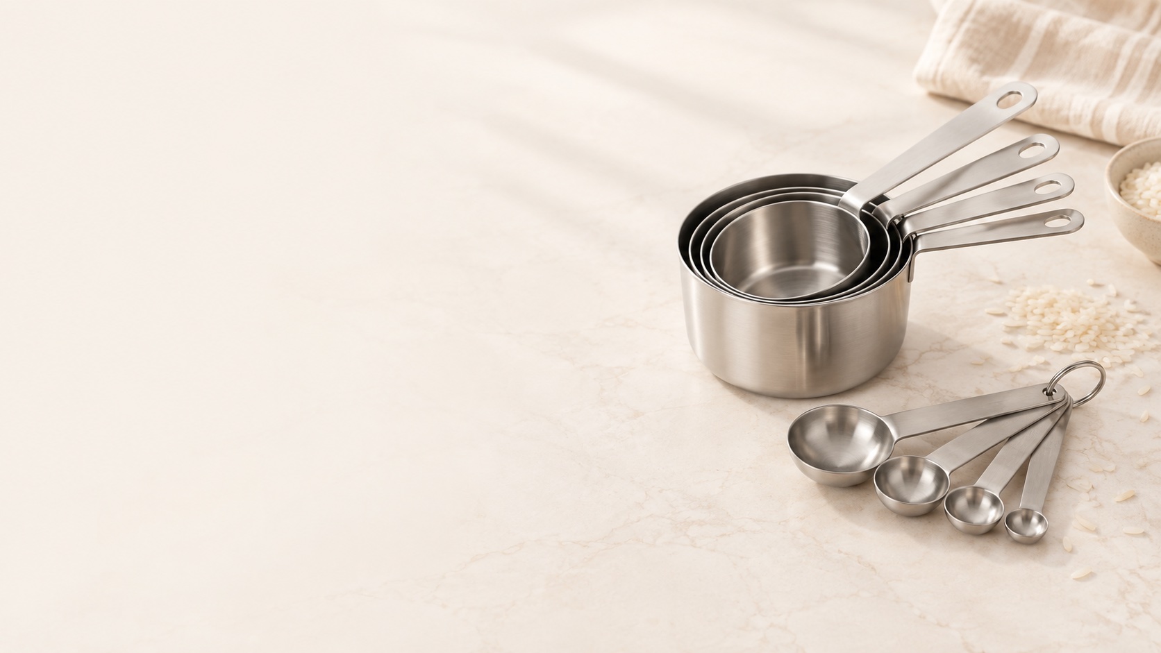 Illustration of Dynore Stainless Steel Measuring Cups & Spoons, Set of 8